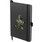 Paper Hardcover Journal with Elastic Closure, 5.5 x 8.5 Inches - Black - Left Angle