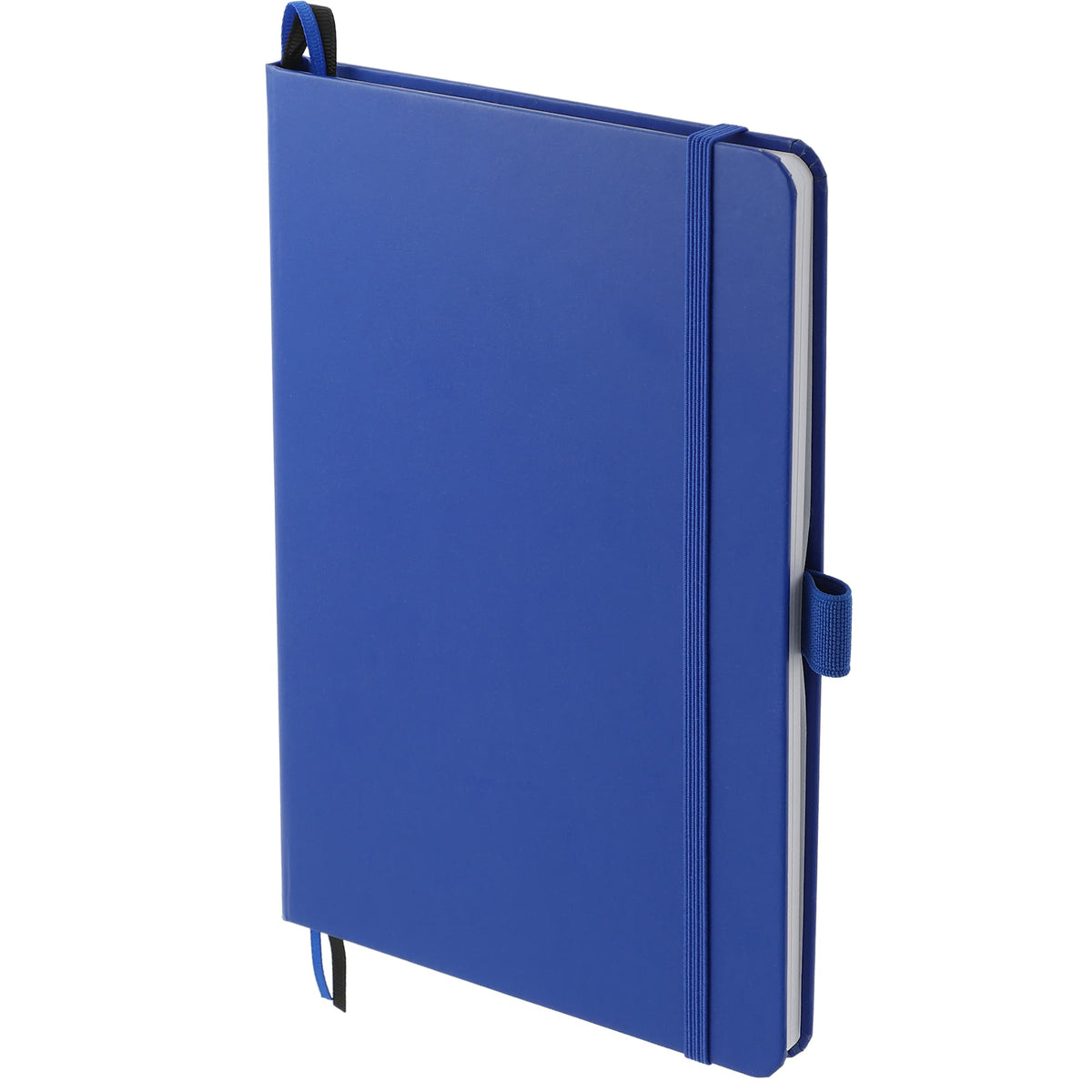 Paper Hardcover Journal with Elastic Closure, 5.5 x 8.5 Inches - Blue - Left Angle 2