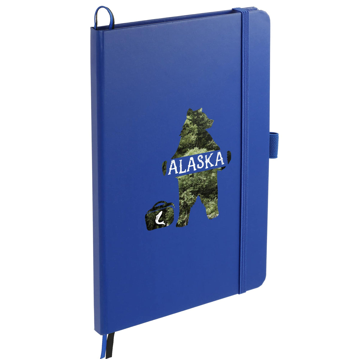 Paper Hardcover Journal with Elastic Closure, 5.5 x 8.5 Inches - Blue - Right Angle