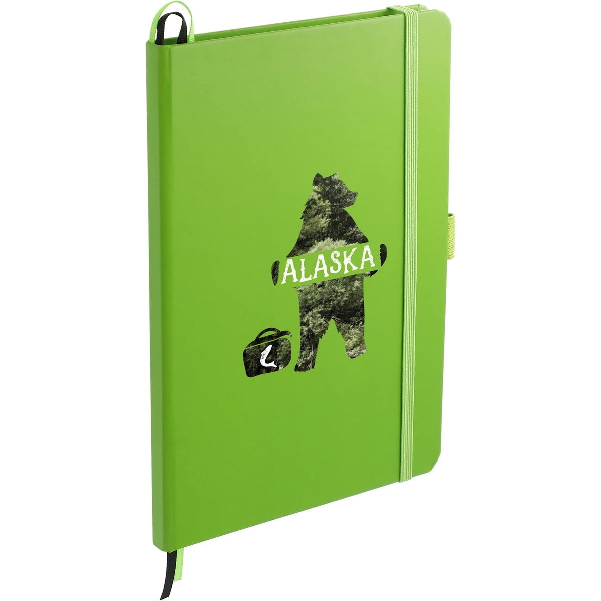 Paper Hardcover Journal with Elastic Closure, 5.5 x 8.5 Inches Full Color - Lime - Right Angle