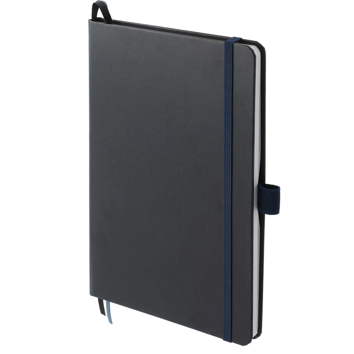 Paper Hardcover Journal with Elastic Closure, 5.5 x 8.5 Inches Full Color - Navy - Left Angle 2