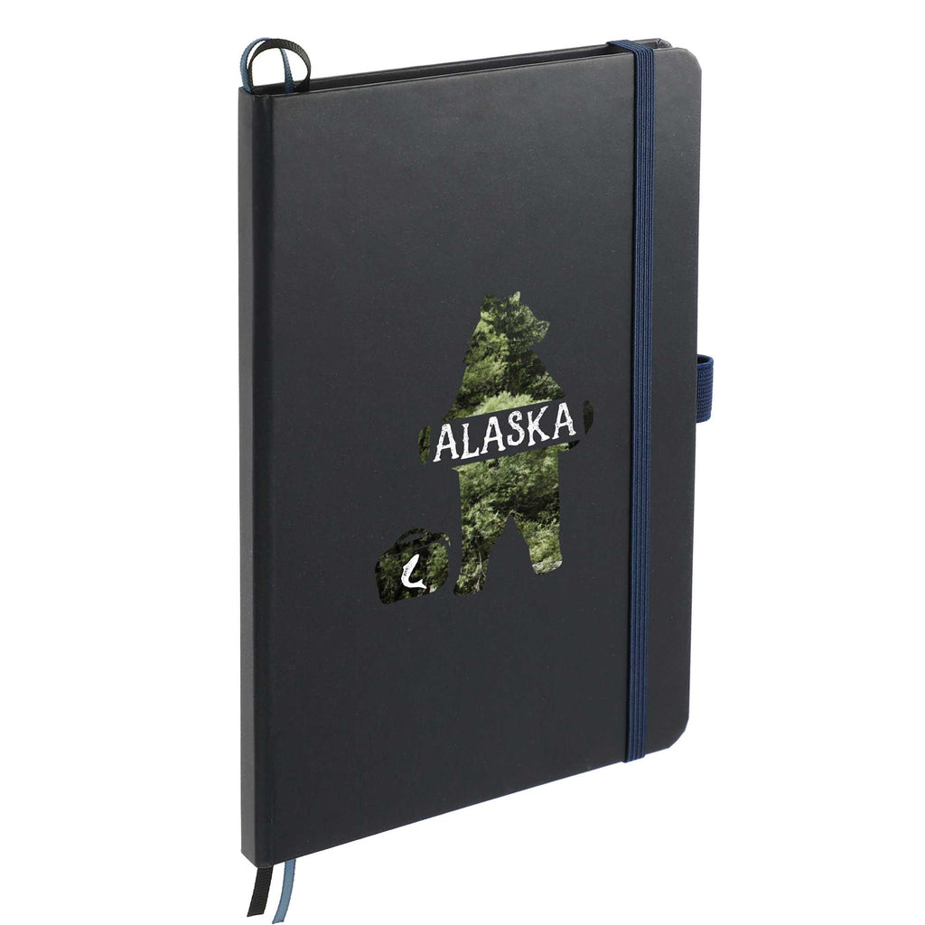 Paper Hardcover Journal with Elastic Closure, 5.5 x 8.5 Inches Full Color - Navy - Right Angle