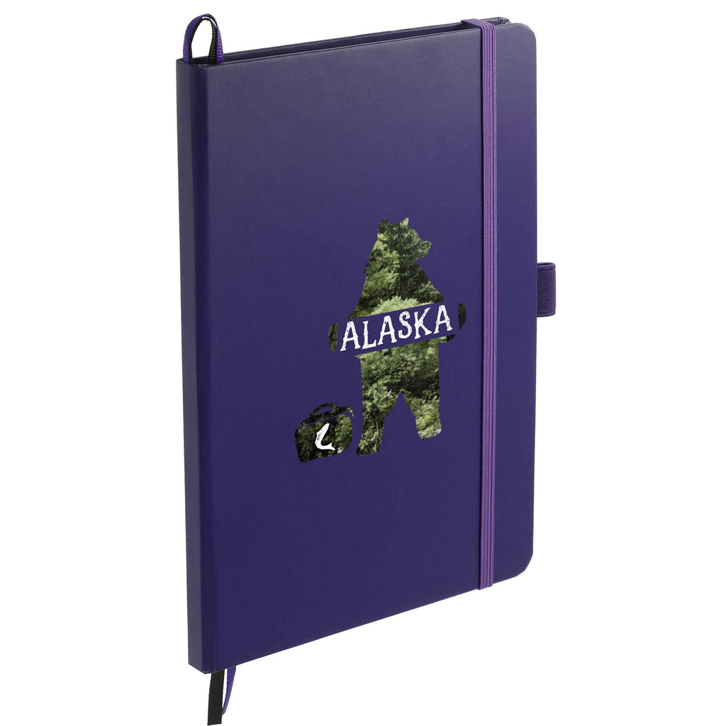 Paper Hardcover Journal with Elastic Closure, 5.5 x 8.5 Inches Full Color - Purple - Right Angle