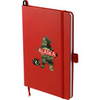 Paper Hardcover Journal with Elastic Closure, 5.5 x 8.5 Inches Full Color - Red - Left Angle