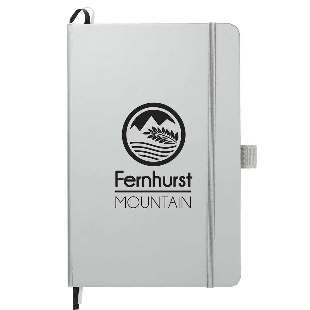 Paper Hardcover Journal with Elastic Closure, 5.5 x 8.5 Inches Full Color - Silver - Front