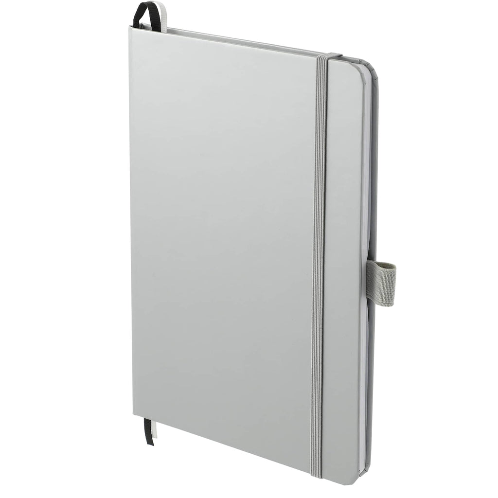 Paper Hardcover Journal with Elastic Closure, 5.5 x 8.5 Inches Full Color - Silver - Left Angle 2
