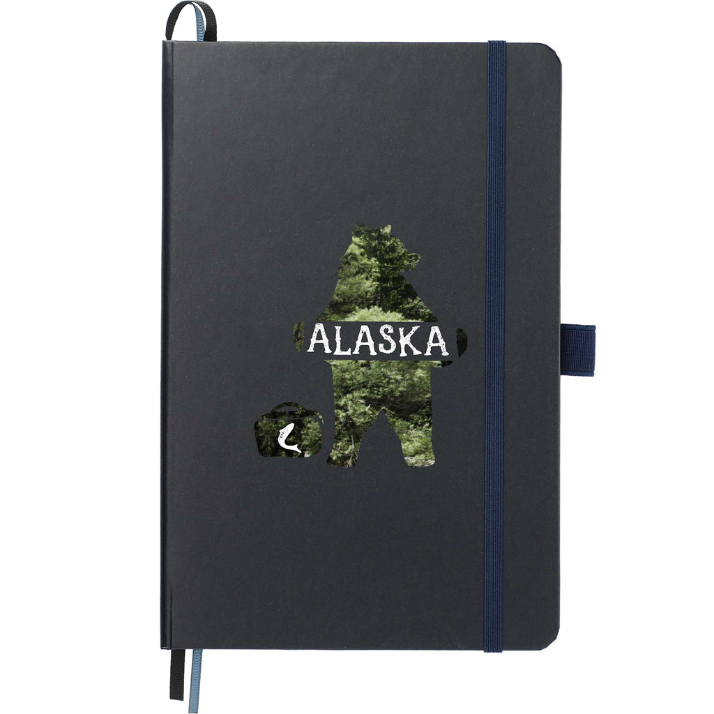 Paper Hardcover Journal with Elastic Closure, 5.5 x 8.5 Inches - Navy - Front