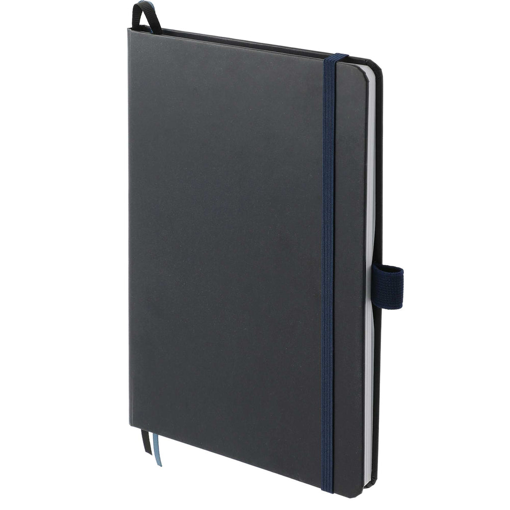 Paper Hardcover Journal with Elastic Closure, 5.5 x 8.5 Inches - Navy - Left Angle 2