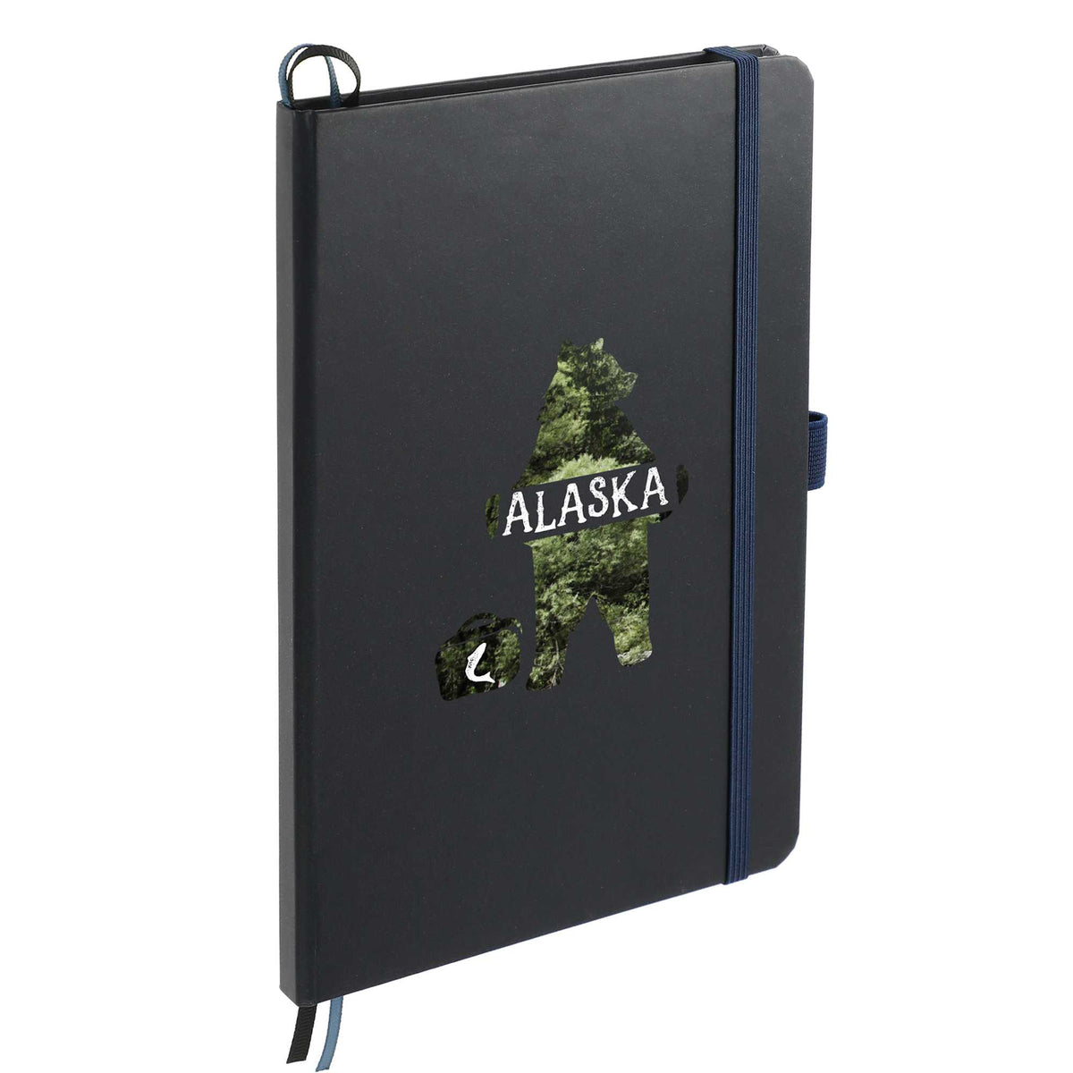 Paper Hardcover Journal with Elastic Closure, 5.5 x 8.5 Inches - Navy - Right Angle