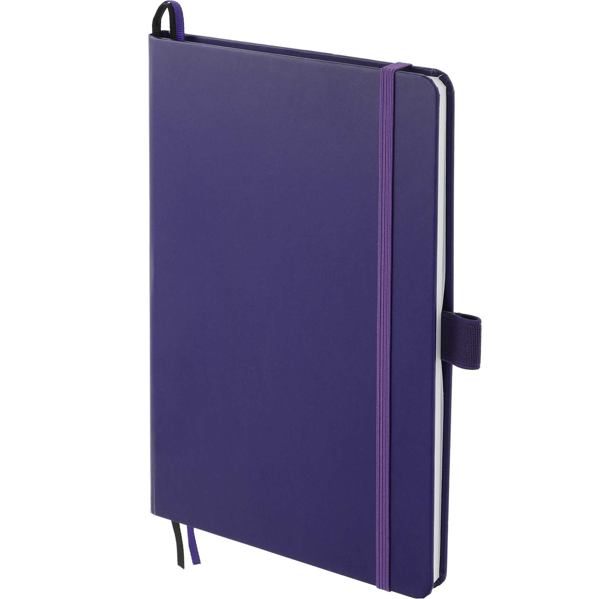Paper Hardcover Journal with Elastic Closure, 5.5 x 8.5 Inches - Purple - Left Angle 2