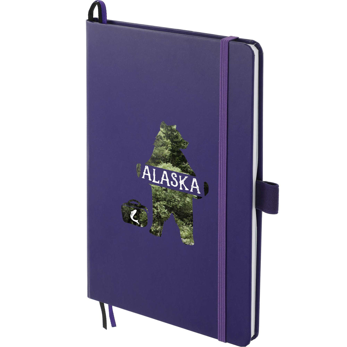 Paper Hardcover Journal with Elastic Closure, 5.5 x 8.5 Inches - Purple - Left Angle