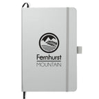 Paper Hardcover Journal with Elastic Closure, 5.5 x 8.5 Inches - Silver - Front