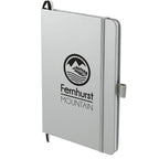 Paper Hardcover Journal with Elastic Closure, 5.5 x 8.5 Inches - Silver - Left Angle