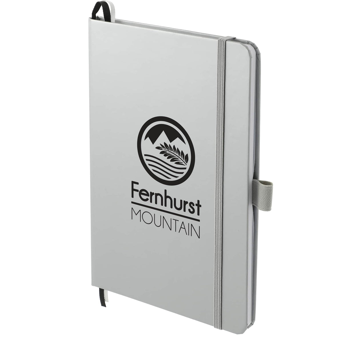 Paper Hardcover Journal with Elastic Closure, 5.5 x 8.5 Inches - Silver - Left Angle