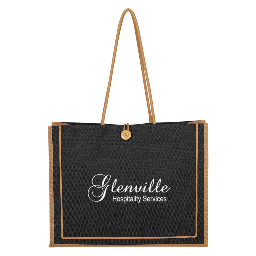 Paradise Tote Bag in Jute - Black - Silk Screen