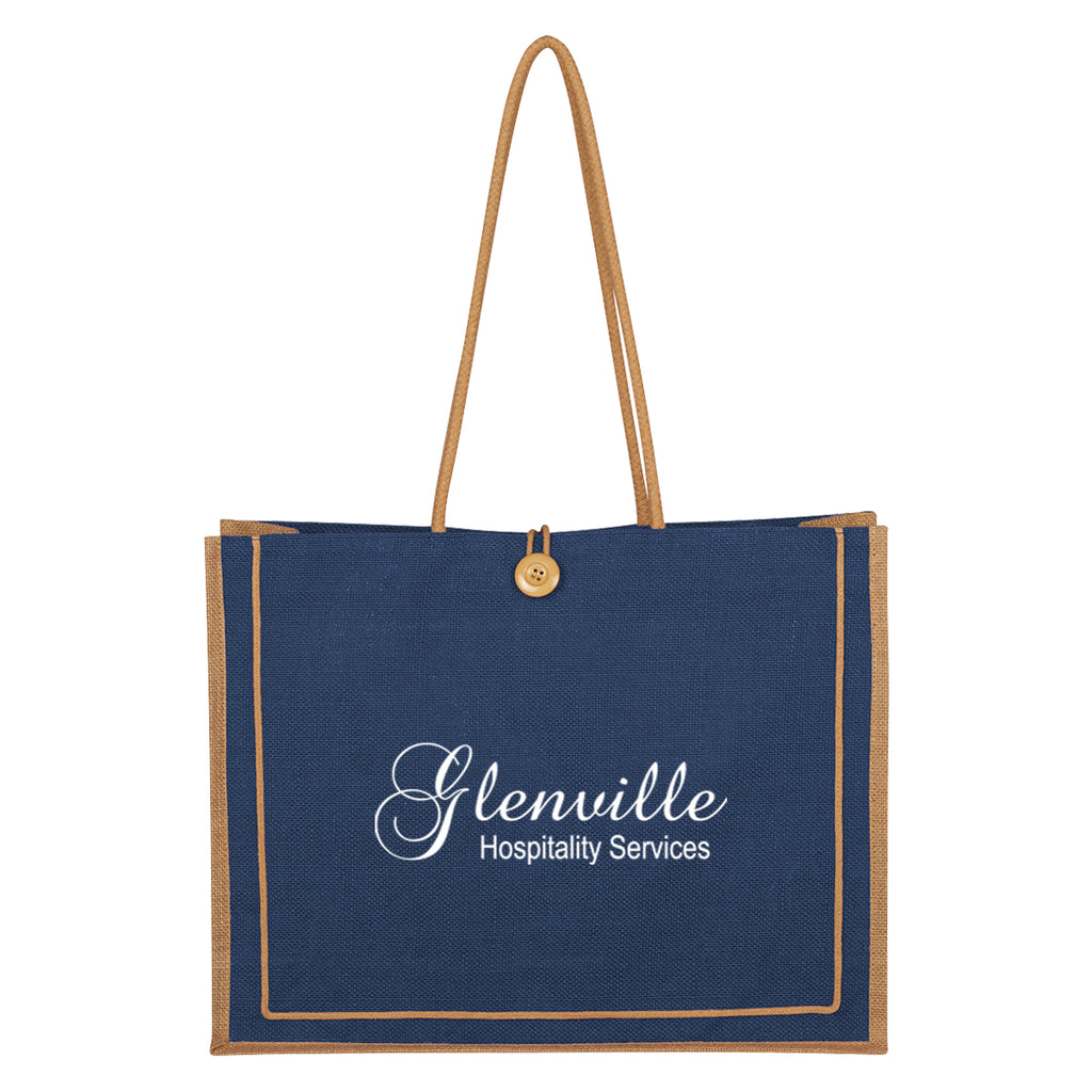 Paradise Tote Bag in Jute - Navy - Silk Screen