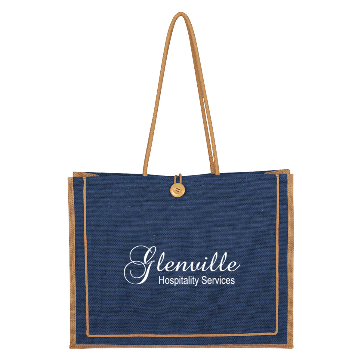 Paradise Tote Bag in Jute - Navy - Silk Screen