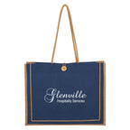 Paradise Tote Bag in Jute - Navy - Silk Screen