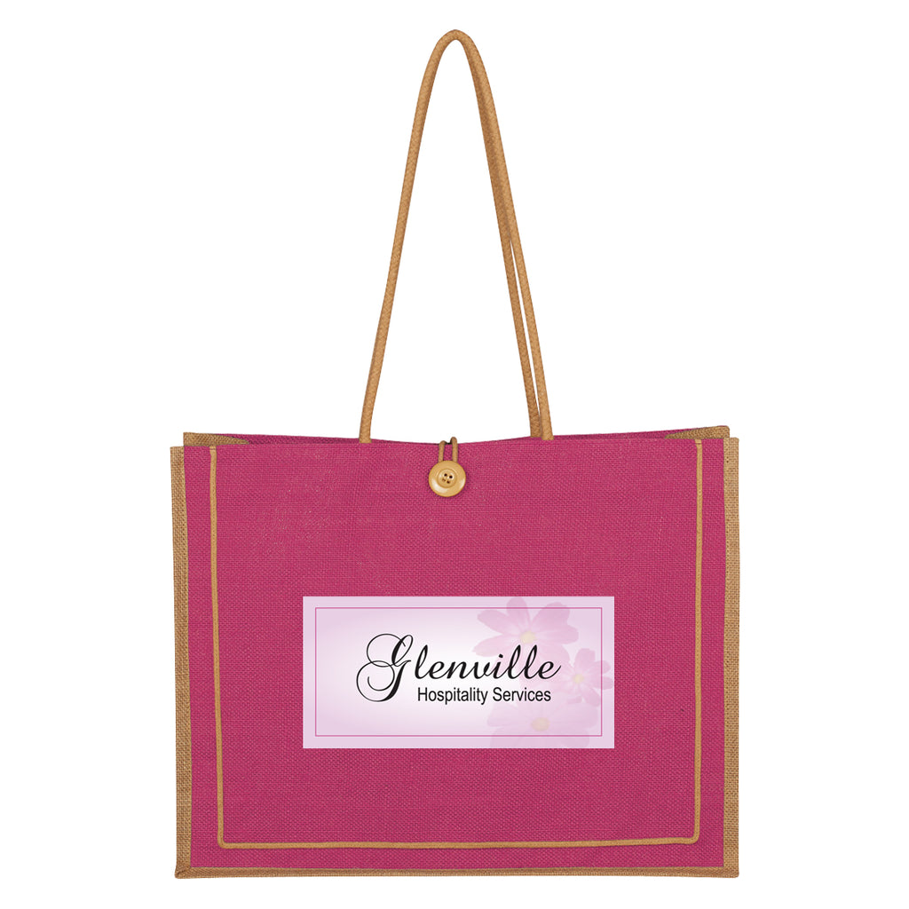Paradise Tote Bag in Jute - Pink - Colorbrite