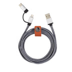 Paramount Canvas 3-in-1 Charging Cable, 110 Inch - Black - Front 2