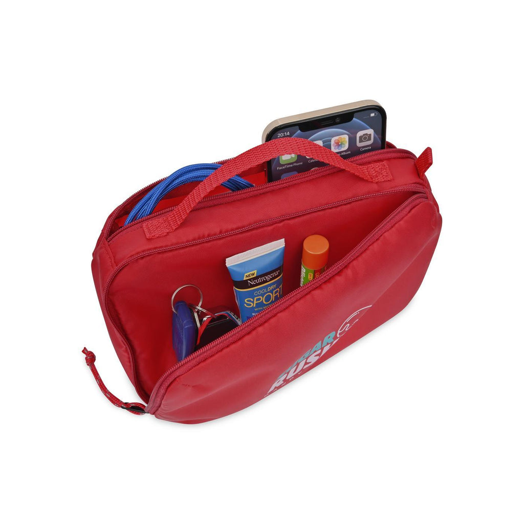Parker Dual Pocket Zip Pouch in Recycled PET Transfer - Red - View 3