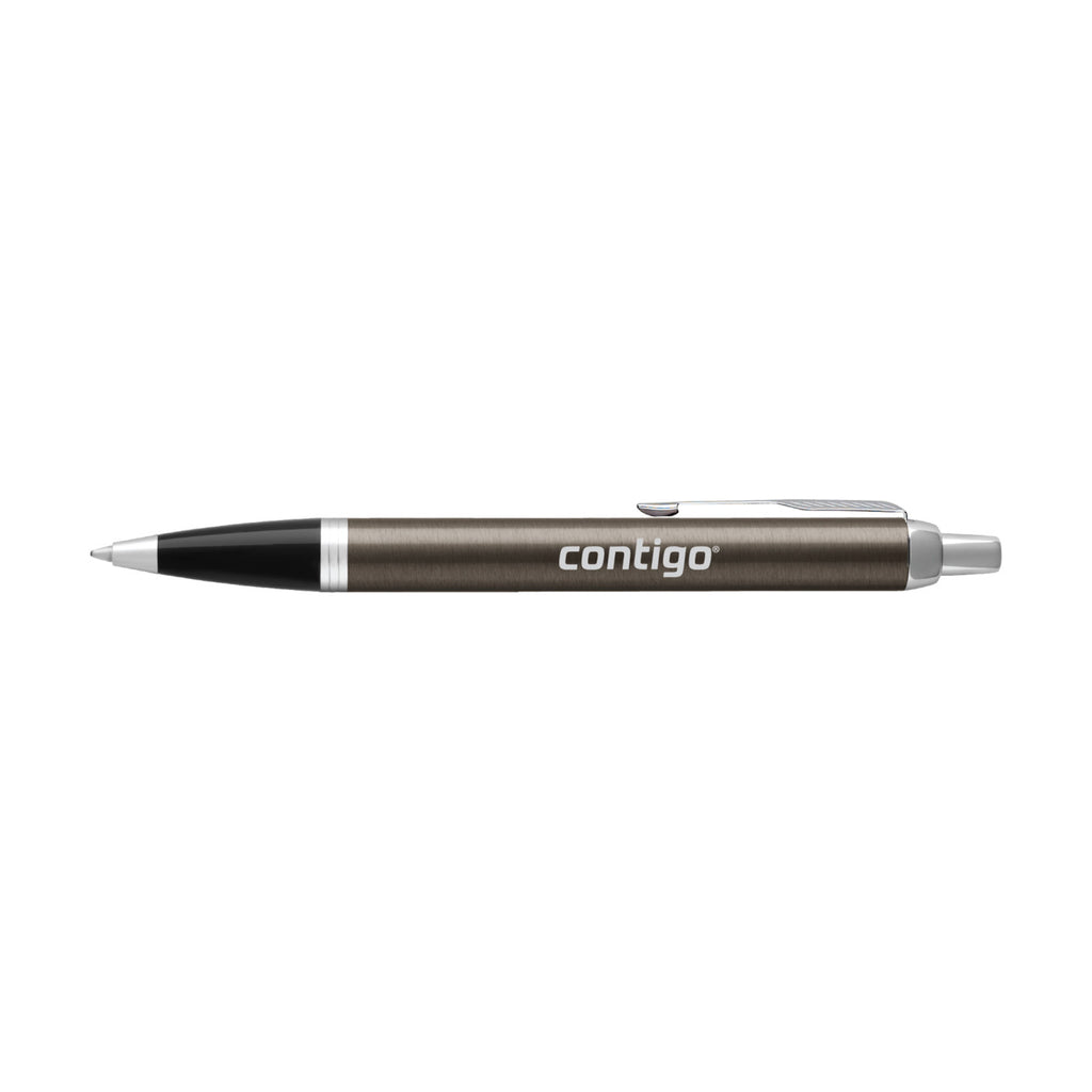Parker IM Ballpoint Pen with Gift Box Laser Engraving - Espresso - Silver Trim - View 1