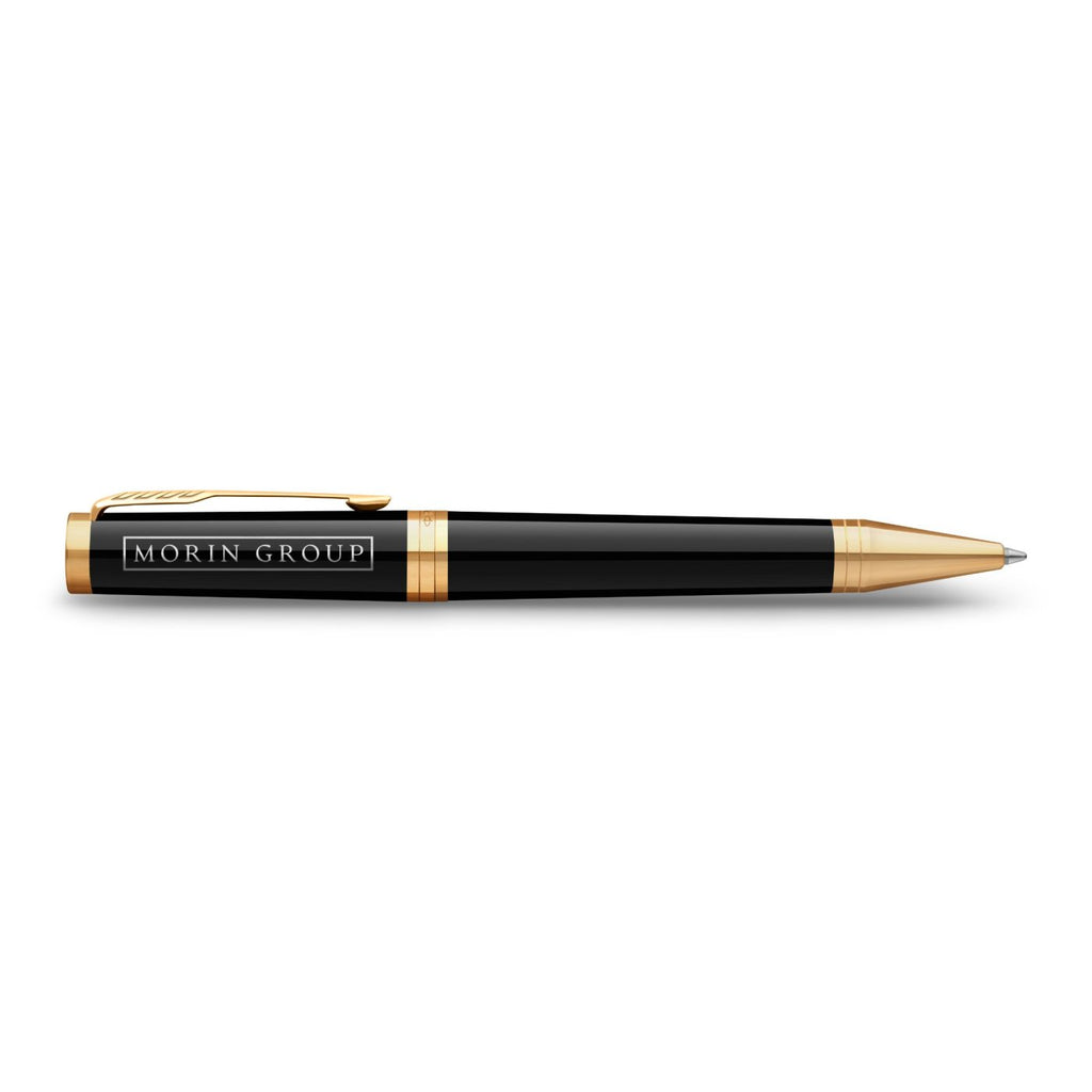 Parker Ingenuity Ballpoint Pen, Lacquer Finish Laser Engraving - Black/Gold Trim - View 2