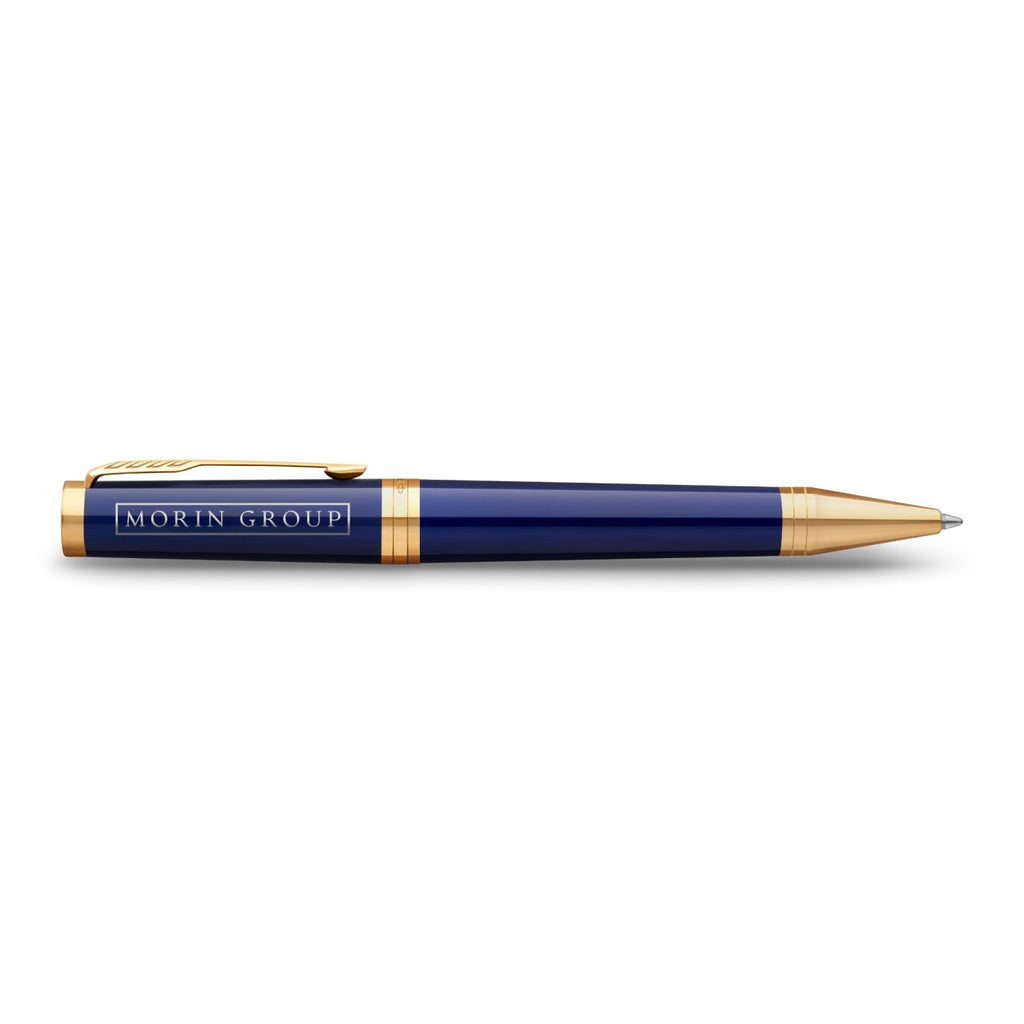 Parker Ingenuity Ballpoint Pen, Lacquer Finish Laser Engraving - Blue - Gold - View 2