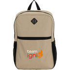 Parker Recycled Laptop Backpack, 17 Inch Embroidery - Tan - Front