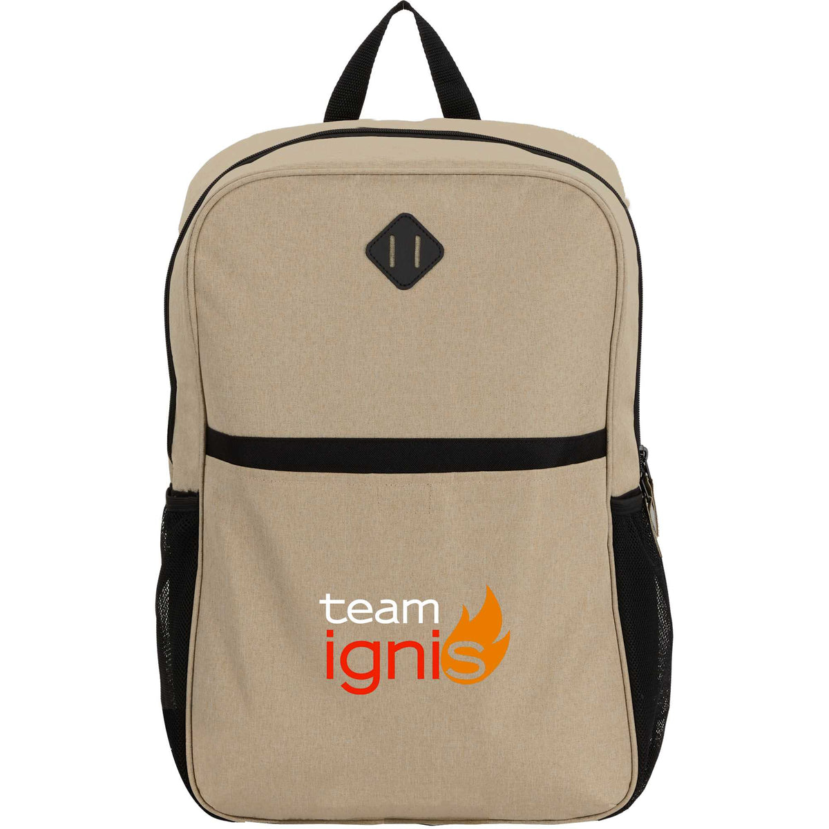 Parker Recycled Laptop Backpack, 17 Inch Transfer - Tan - Front