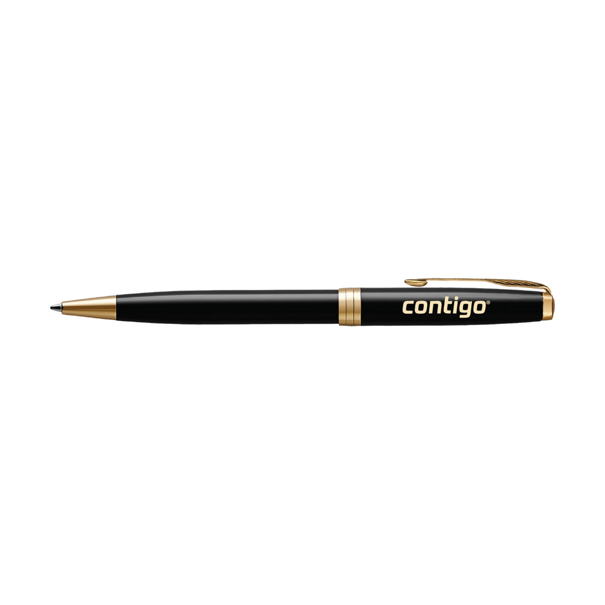 Parker Sonnet Ballpoint Pen in a Gift Box Laser Engraving - Black - Gold Trim - View 1
