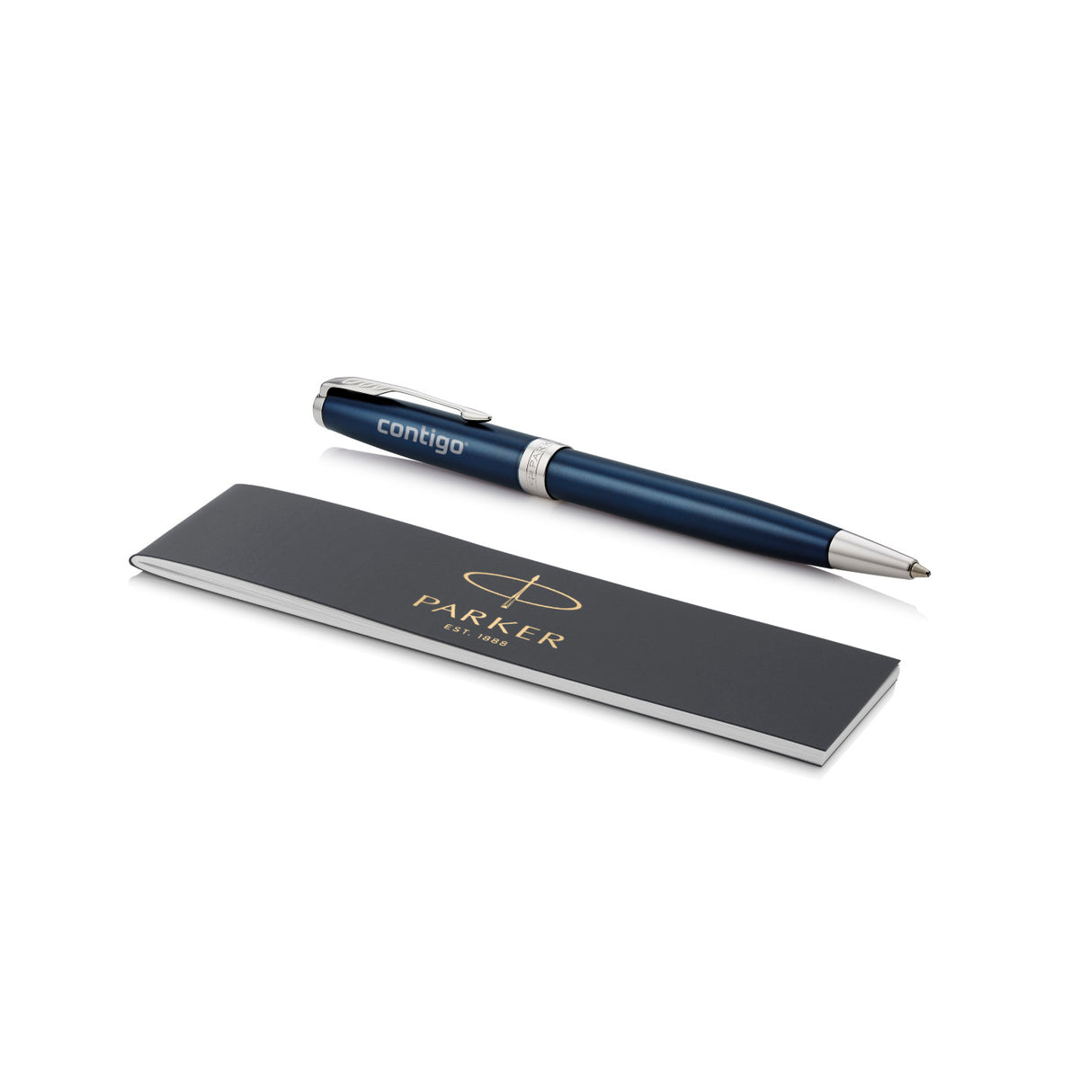 Parker Sonnet Ballpoint Pen in a Gift Box Laser Engraving - Blue - Chrome - View 3