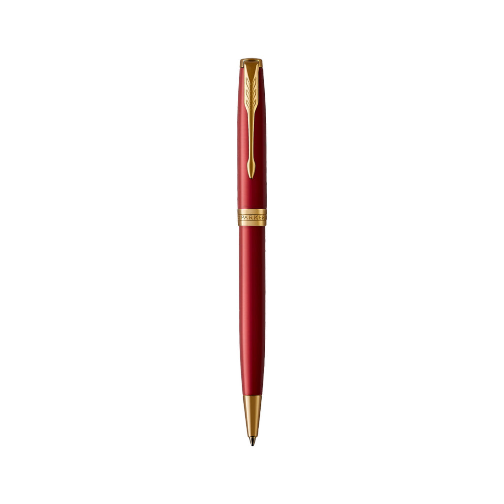 Parker Sonnet Ballpoint Pen in a Gift Box Laser Engraving - Red - Gold - View 1