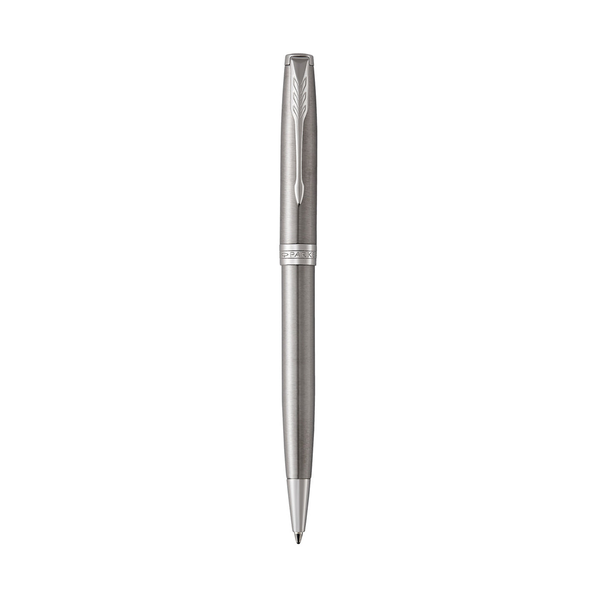 Parker Sonnet Ballpoint Pen in a Gift Box Laser Engraving - Stainless Steel - Silver Trim - View 2