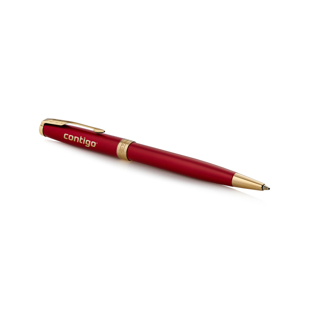 Parker Sonnet Ballpoint Pen in a Gift Box - Red - Gold - View 2