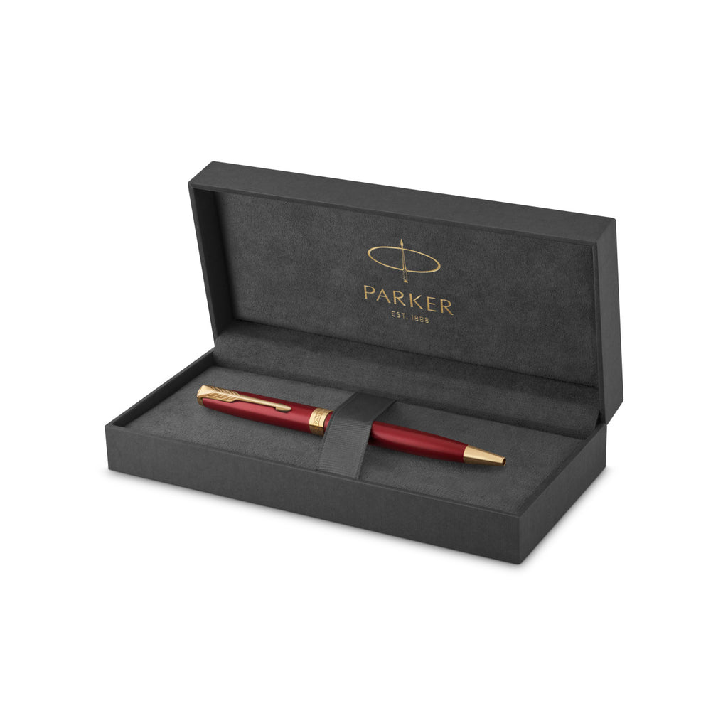 Parker Sonnet Ballpoint Pen in a Gift Box - Red - Gold - View 6