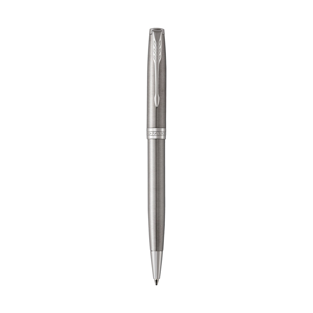 Parker Sonnet Ballpoint Pen in a Gift Box - Stainless Steel - Silver Trim - View 2