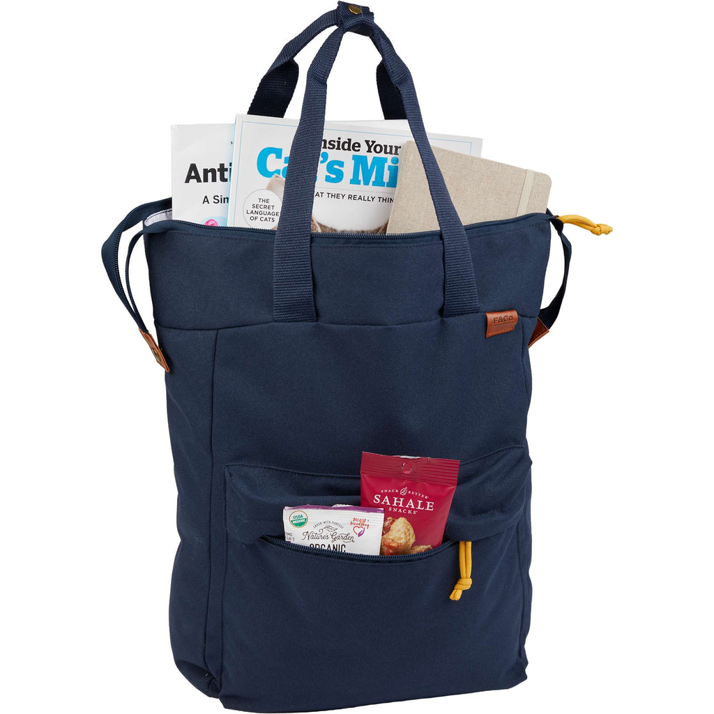 Parks Backpack in Recycled 900D Polyester - Navy - Propped