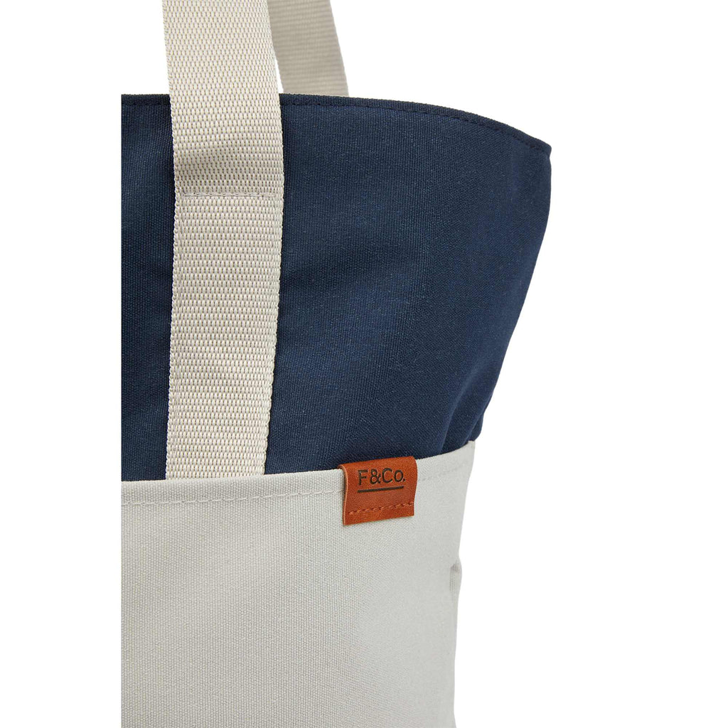 Parks Day Tote in Recycled Polyester, Color Block Embroidery - Navy - Detail