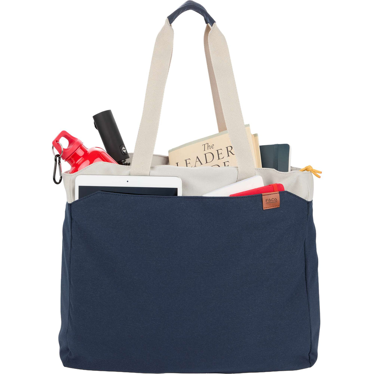 Parks Work Tote with 16 Inch Laptop Sleeve Embroidery - Navy - Propped