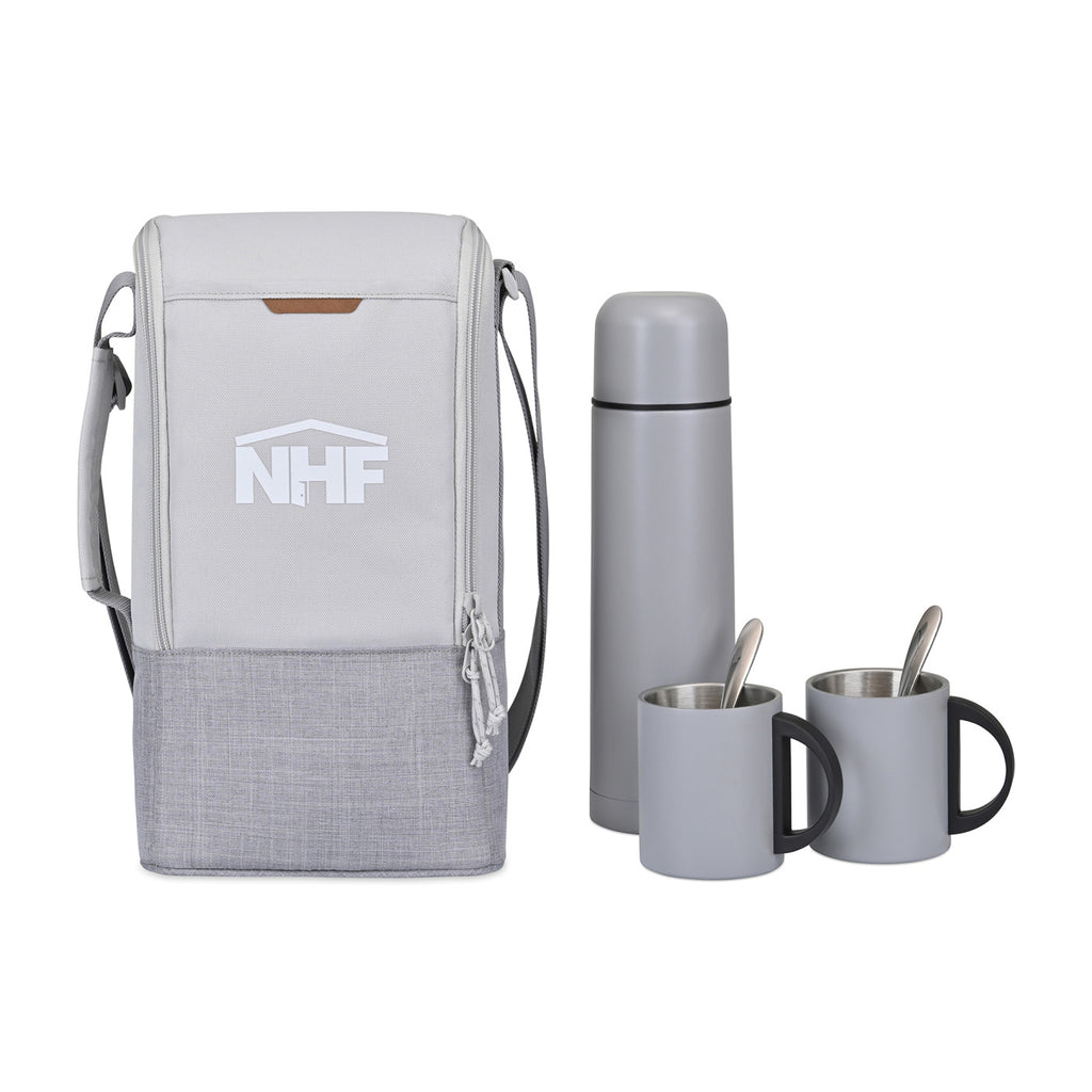 Parkview Coffee to Go Cooler Tote with Thermos and Mugs Transfer - Greystone - View 1