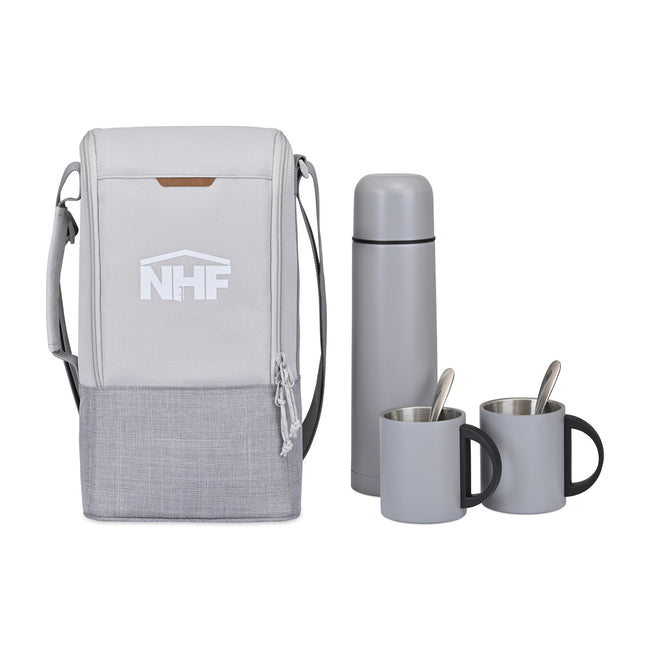 Parkview Coffee to Go Cooler Tote with Thermos and Mugs Transfer