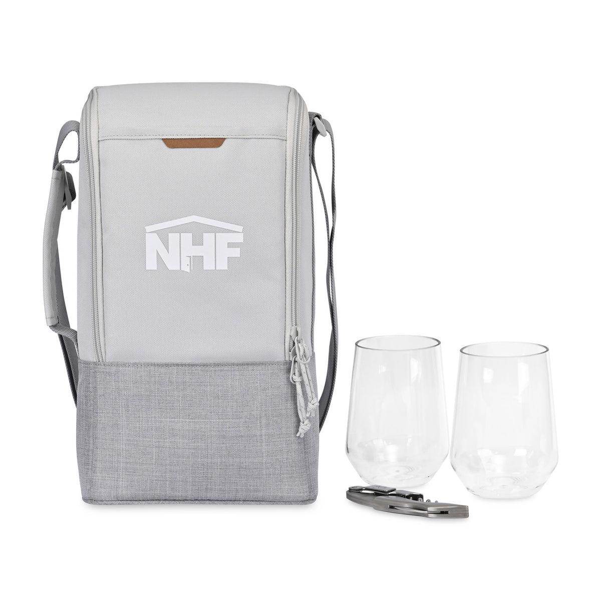 Parkview Wine to Go Cooler Tote with Two Tumblers Transfer - Greystone - View 1