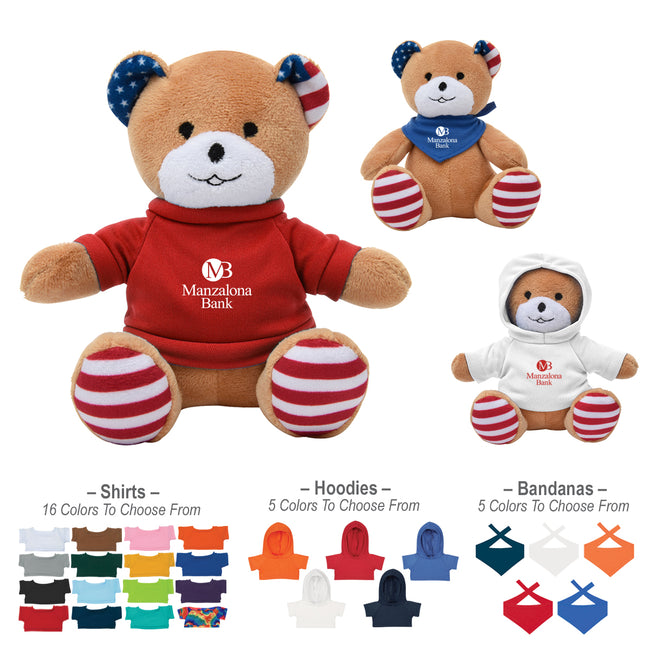 Patriotic Bear Plush Toy, 6 Inch