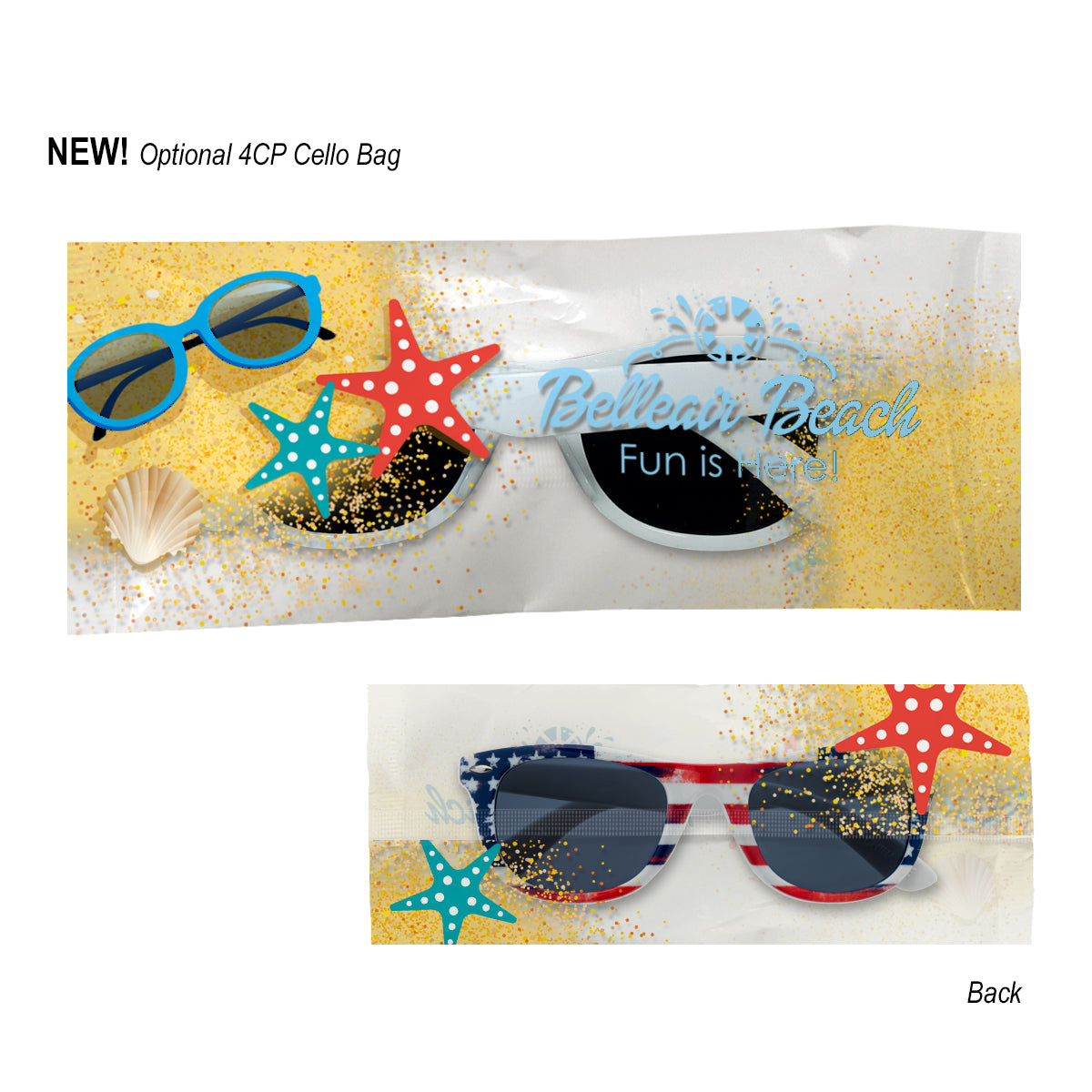 Patriotic Sunglasses, Malibu - Clear_Cellobag
