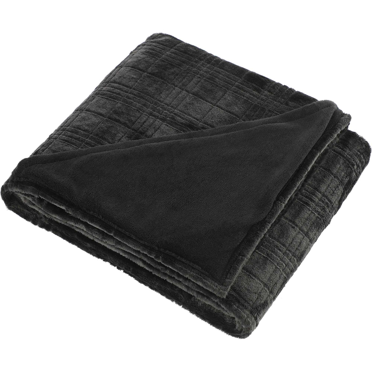 Patterned Flannel Fleece Blanket, 50 x 60 Inches Embroidery - Black - Angled 2