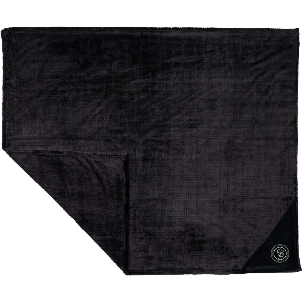 Patterned Flannel Fleece Blanket, 50 x 60 Inches Embroidery - Black - Flat