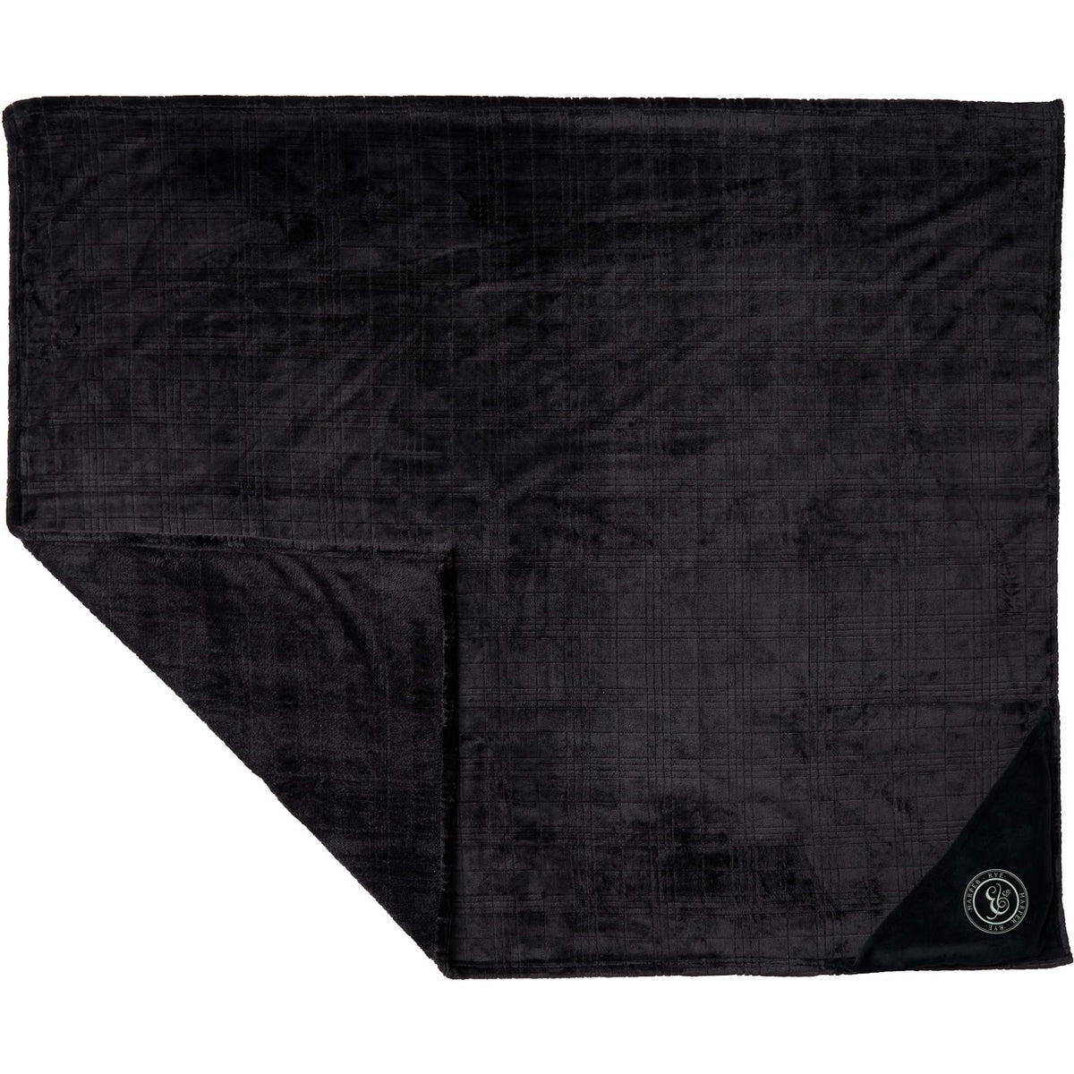 Patterned Flannel Fleece Blanket, 50 x 60 Inches Embroidery - Black - Flat