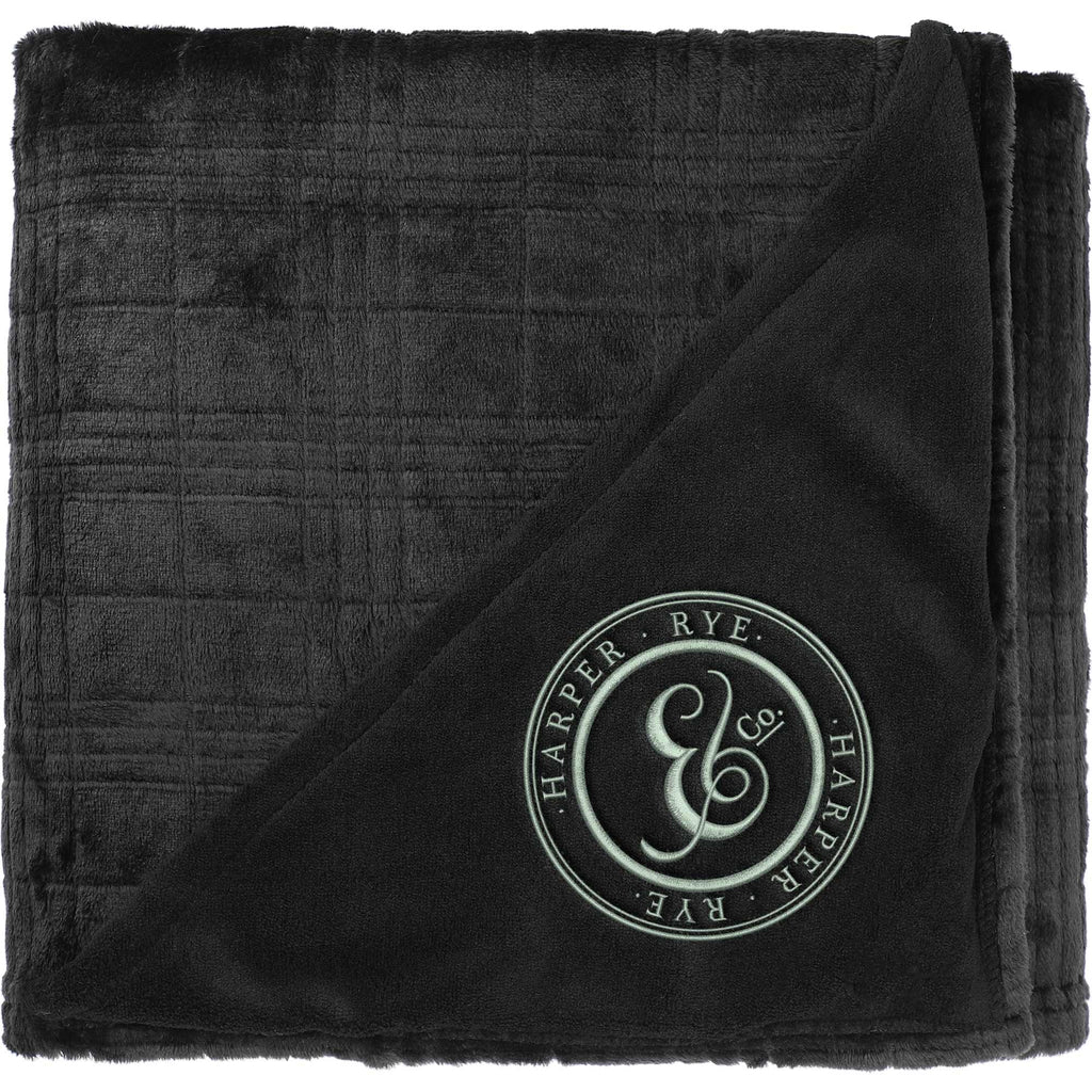 Patterned Flannel Fleece Blanket, 50 x 60 Inches Embroidery - Black - Front