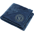 Patterned Flannel Fleece Blanket, 50 x 60 Inches Embroidery - Navy - Angled